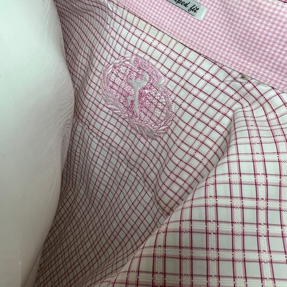 BUGATCHI XXL mens long sleeve pink/white checked bttn down shirt. Make an offer! - Picture 6 of 6